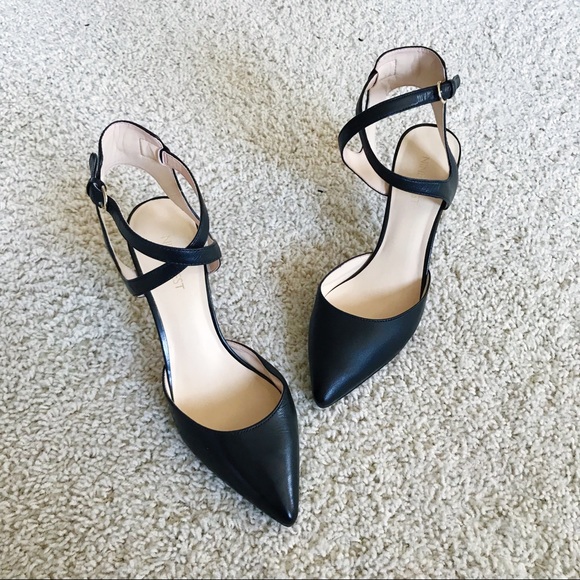 black cross strap heels